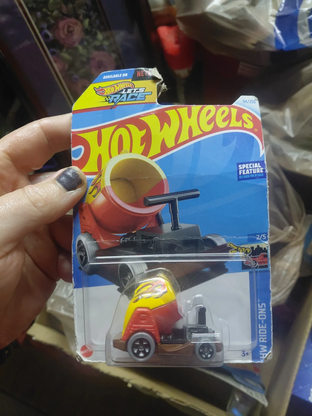 2024 Hot Wheels HW Ride-Ons Boom Car (94/250, 2/5) in red and yellow.